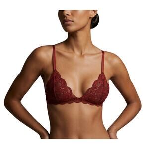 Free People We Are HAH Chi Bralette Maroon Lace Wireless Women Medium NWT